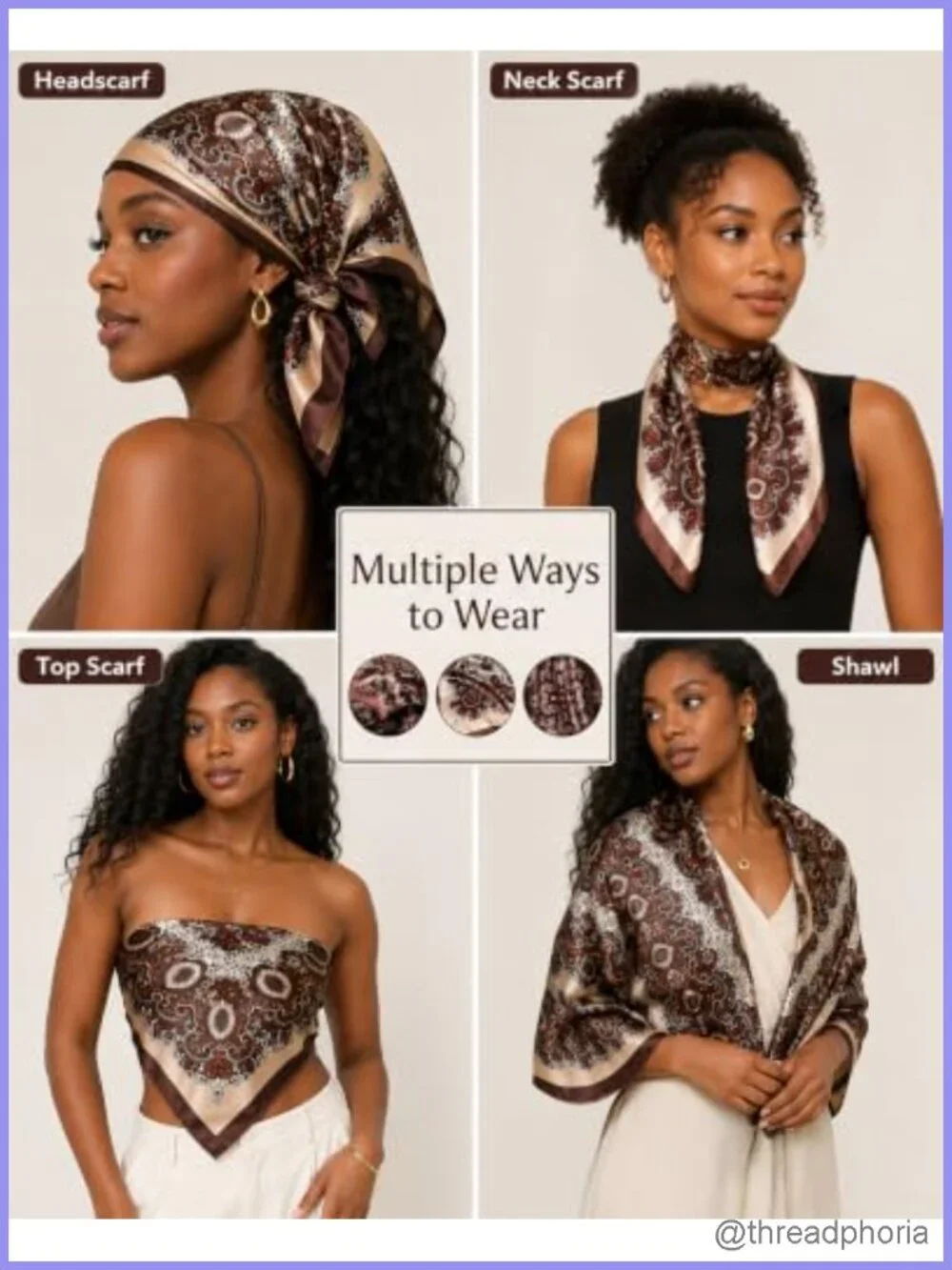 Satin Head Scarf 35.4 Inch Square Silk Like Hair Wrap Bandana